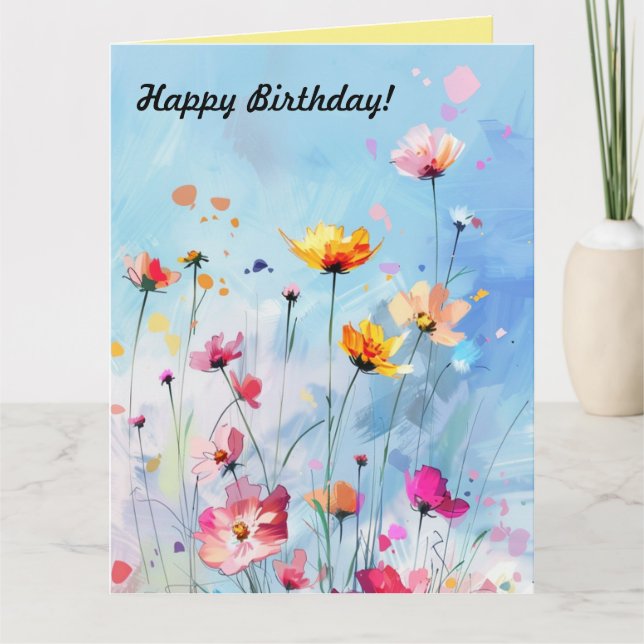 Carte Salutation Fleur sauvage pliée (Devant)
