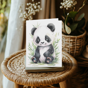 Carte Salutation Panda et Bambou