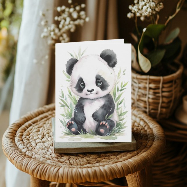 Carte Salutation Panda et Bambou (Panda and Bamboo Greeting Card)