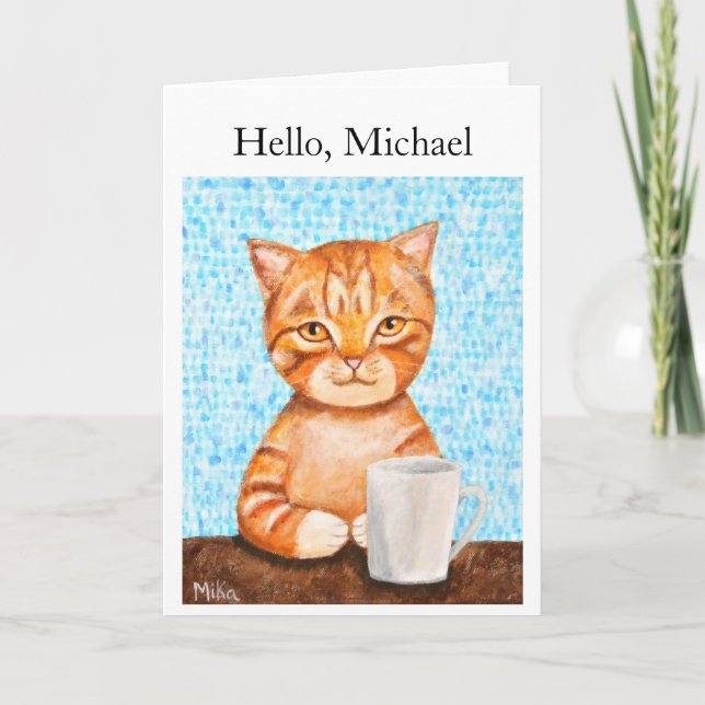 Carte Salutation personnalisée Funny Orange Tabby Cat av (Devant)