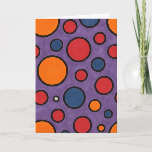 Carte Salutation Polka-Dot rouge et orange (Devant)