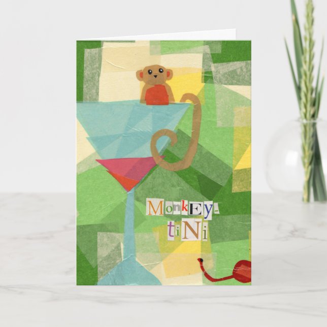 Carte Salutation pour l'anniversaire du singe-tini (Devant)