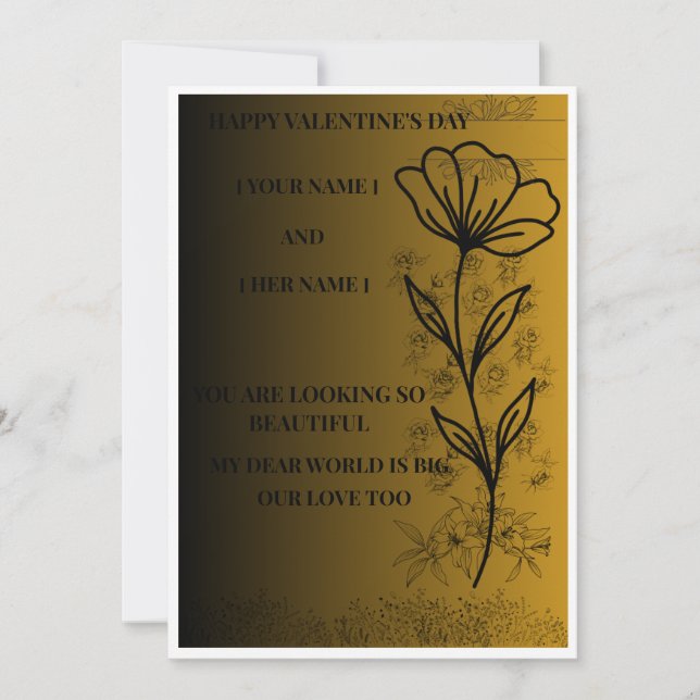 Carte Salutation Romantique Minimale d'Amour (Devant)