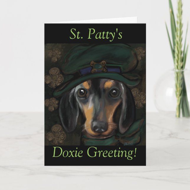 Carte Salutation St. Patty Doxie (Devant)