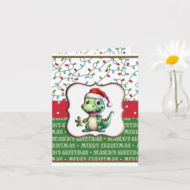 Carte Salutation T-Rex de Noël (Petite plante)