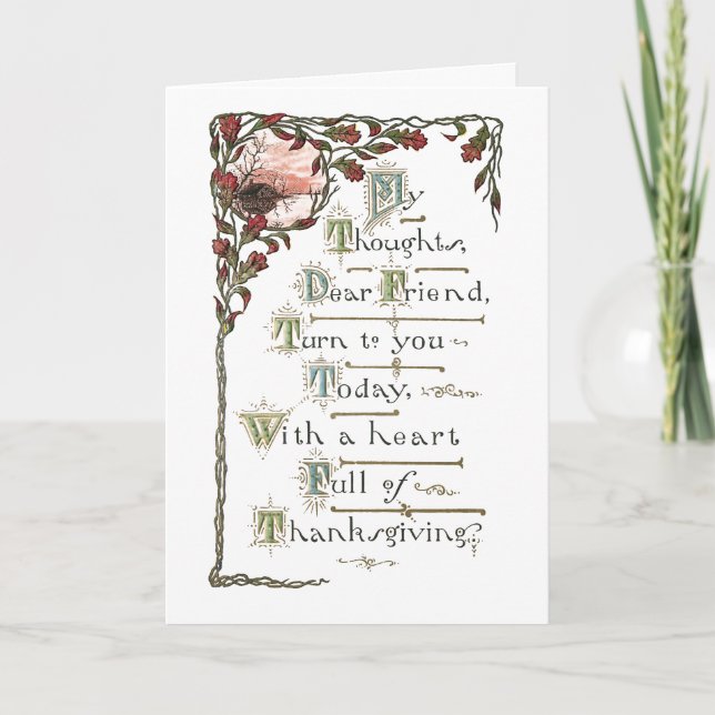 Carte Salutation Vintage Ornate Thanksgiving (Devant)
