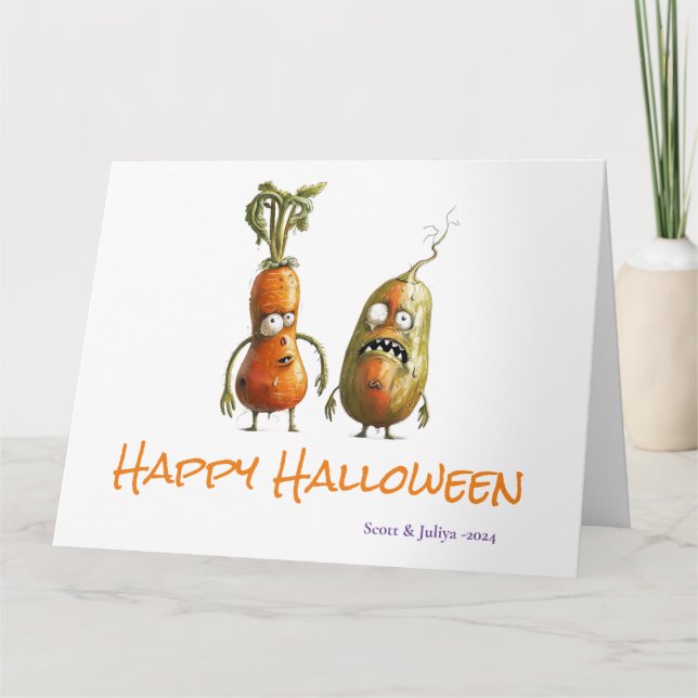 Carte Salutation Zombie veggie Halloween (Devant)