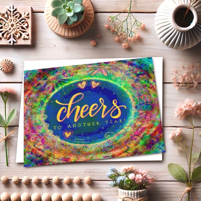 Carte Salutations à une année Boho Joyeux anniversaire (Créateur téléchargé)