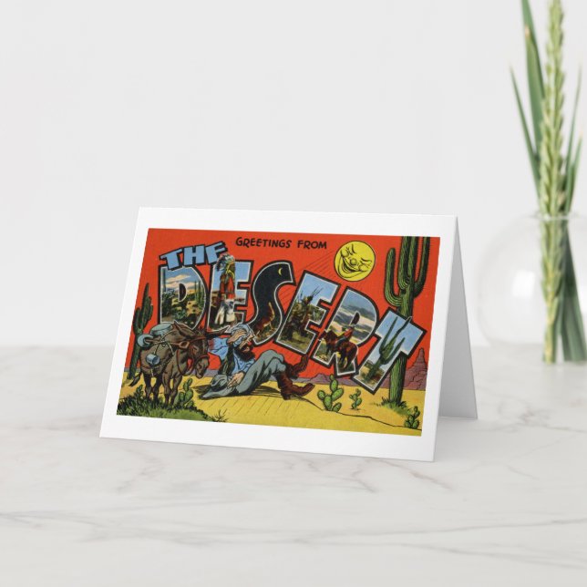 Carte Salutations Amusantes du Désert Vintage (Devant)