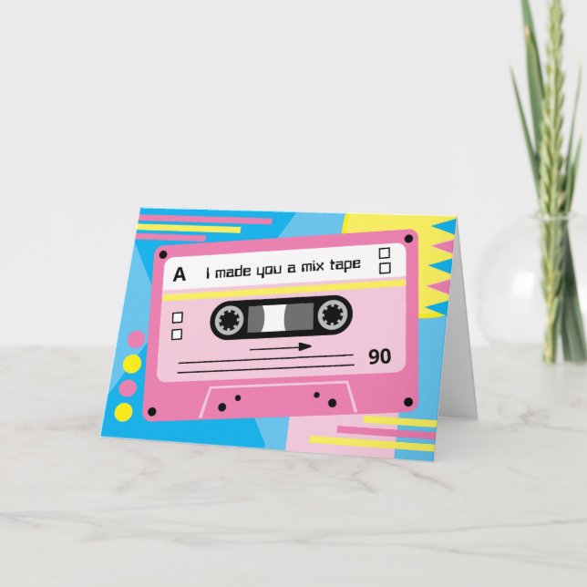 Carte Salutations Bande Mixte Cassette Rose École Ancien (Devant)