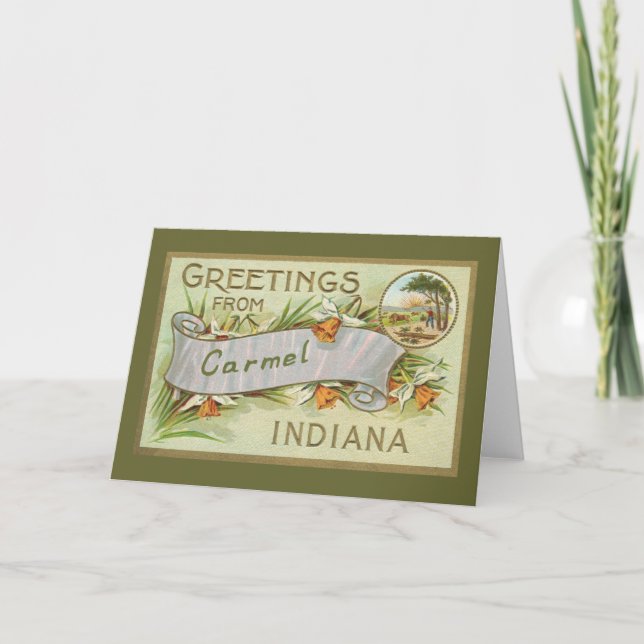 Carte Salutations de frontière Indiana-Verte de Carmel (Devant)
