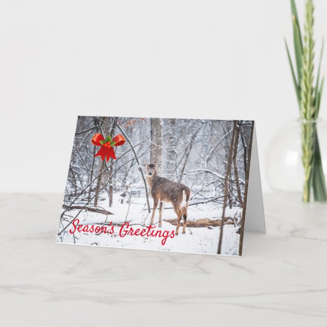 Carte Salutations de la saison des cerfs Noël (Devant)