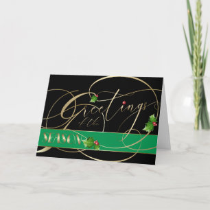 Carte Salutations de la saison Gold Calligraphy