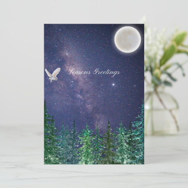 Carte Salutations de la saison - Lune de hibou (Debout devant)
