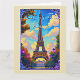 Carte Salutations de la Tour Eiffel de Paris Art Europée