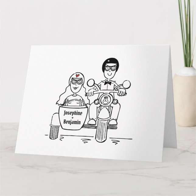 Carte Salutations de Mariage de motocyclette personnalis (Devant)
