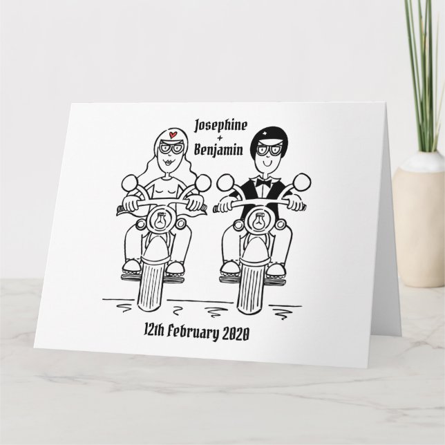 Carte Salutations de Mariage de motocyclette personnalis (Devant)
