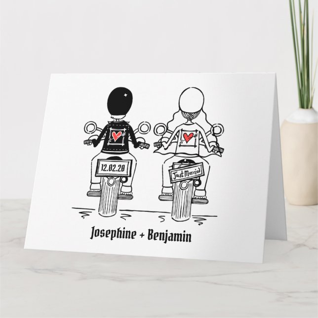 Carte Salutations de Mariage de motocyclette personnalis (Devant)