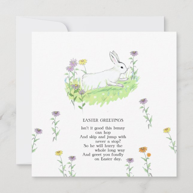 Carte Salutations de Pâques Bunny Vieux Nourriture Ryhme (Devant)