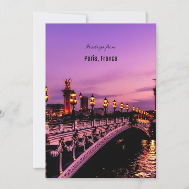 Carte Salutations de Paris, France (Devant)