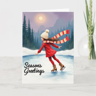 Carte Salutations de saison Patin à glace