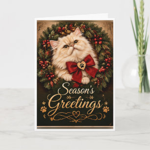 Carte Salutations de saison personnalisées Chat Persan N