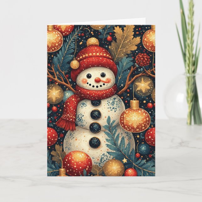 Carte Salutations de saison Snowman (Devant)