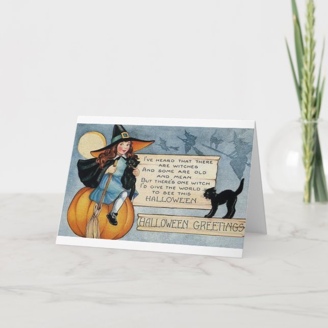 Carte Salutations d'Halloween vintage (Devant)