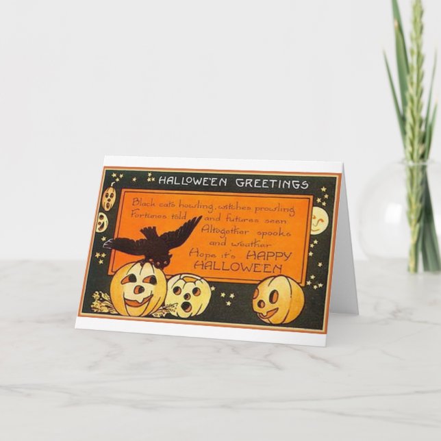 Carte Salutations d'Halloween vintage (Devant)