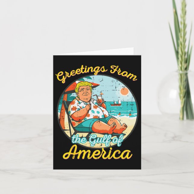 Carte Salutations Du Golfe D'Usa America Plage Drôle (Devant)
