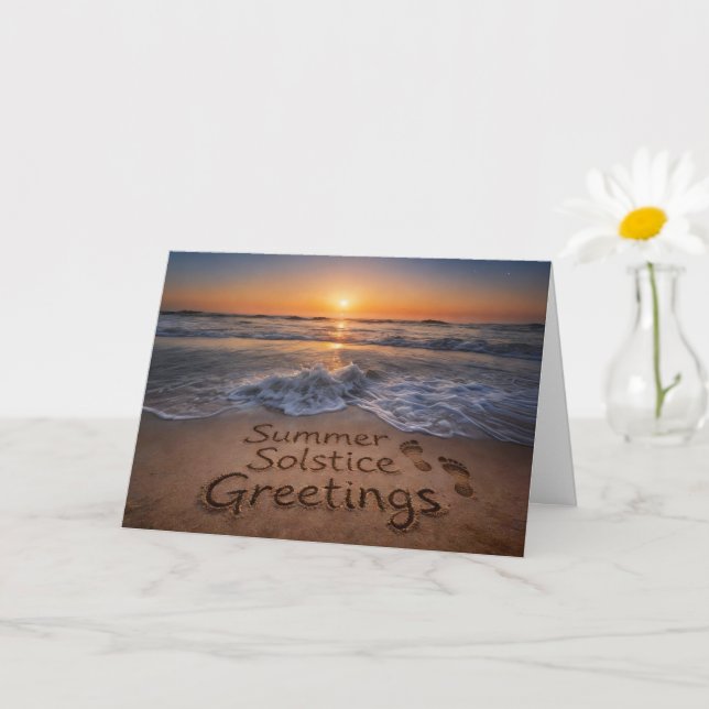 Carte Salutations du solstice d'été Plage Océan Empreint (Petite plante)