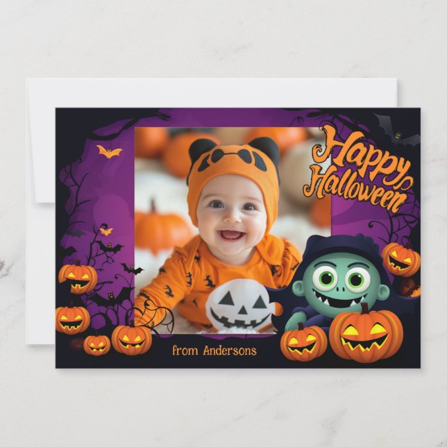 Carte 👻 salutations Halloween avec photo personnalisée (Devant)