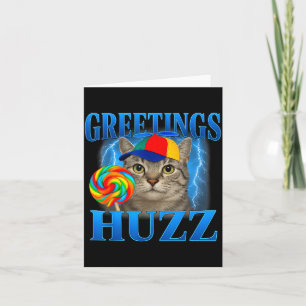 Carte Salutations Huzz Dessin de chat drôle pour hommes 
