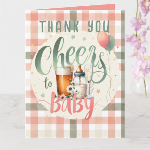 Carte Salutations pour bébé Sage Peach En vichy MERCI CA