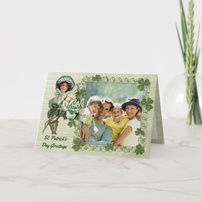 Carte Salutations roses de photo d'Irlandais (Devant)