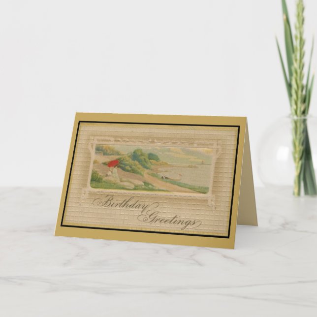 Carte Salutations vintages d'anniversaire (Devant)