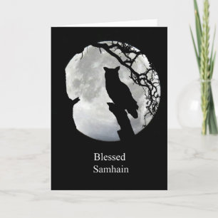 Carte Samhain avec Chouette et Sabbat de la Lune