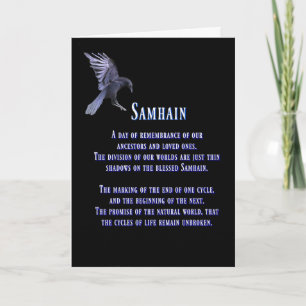 Carte Samhain avec corbeau ou corneille Samhain bénie
