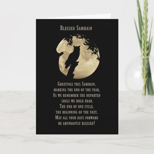 Carte Samhain Cartes, Béni Samhain avec Propre et Lune (Devant)
