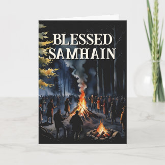 Carte Samhain Night Fall Forest Pagan Bonfire Halloween