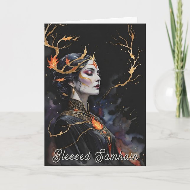 Carte Samhain Pagan Sorcière Béni Halloween Nuit D'Autom (Devant)