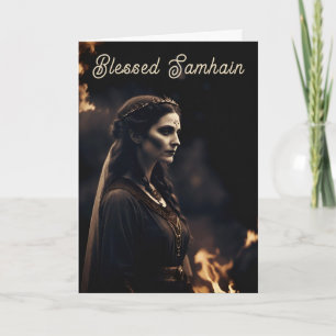 Carte Samhain Pagan Sorcière Béni Halloween Nuit D'Autom