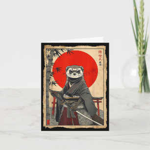 Carte Samouraï furet Art japonais vintage guerrier anime