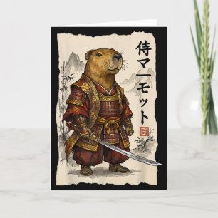 Carte Samouraï Marmotte Art Japonais Guerrier Animal Amo