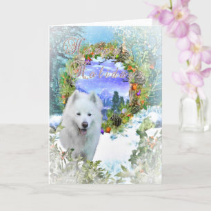 Carte Samoyed Chien HAPPY HOLIDAYS CHRISTMAS Card