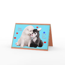Samoyed Puppy & Toy Birthday Greeting Card