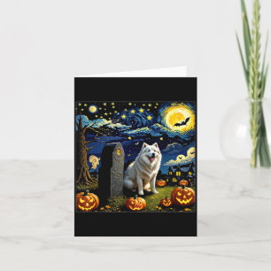 Carte Samoyède d'Halloween effrayant Nuit étoilée