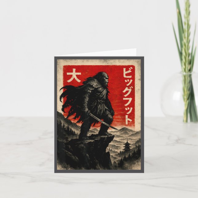 Carte Samurai Bigfoot Graphic Tee Japanese Vintage  (Devant)