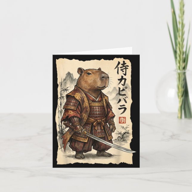 Carte Samurai Capybara Japanese Art Vintage Graphic Funn (Devant)