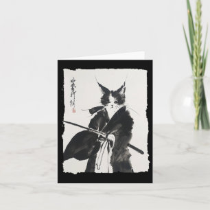Carte Samurai Cat Tee Vintage Ukiyo-e Guerrier Art Graph